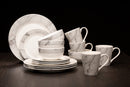 Avie 16 Piece White And Grey Marble Effect Dinner Set