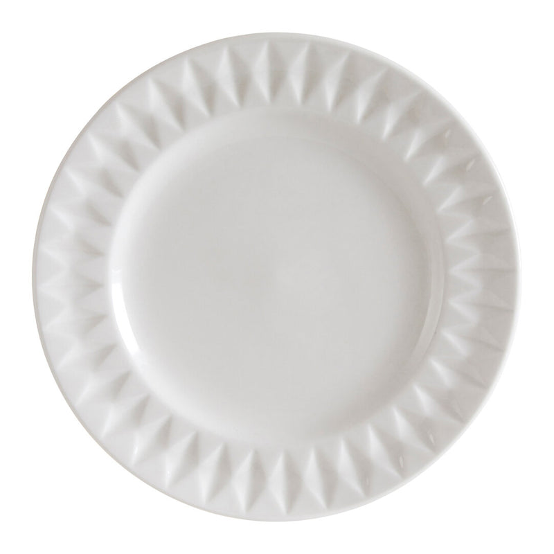 Avie 16 Piece White Embossed Dinner Set.