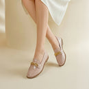 Casual Closed Toe Slip-on Chain Loafers with Low Heel