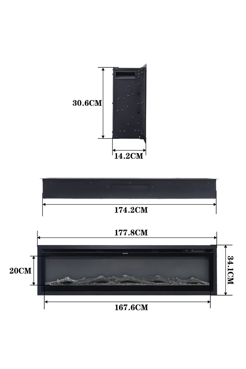 Electric Fireplace with Remote 12 Flame Colours 1800W