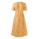 V-Neck Short Sleeve Summer Midi Dress with Pockets