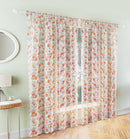 Mia Burnt Orange  Floral Print Sheer Voile Panels - Pair
