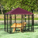 PawHut Dog Kennel with Rotating Bowl Holders, Cover, Outdoor Dog Run