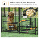 PawHut Dog Kennel with Rotating Bowl Holders, Cover, Outdoor Dog Run