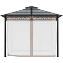 Outsunny Hard Top Gazebo  3m x 3m - Dark Grey & Khaki