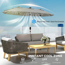 Outsunny 3 m Double-Sided Garden Parasol with Solar Lights, Grey