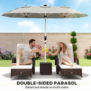 Outsunny 3 m Double-Sided Garden Parasol with Solar Lights, Grey