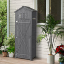 180.5CM Tall Outdoor Storage Cabinet with Lockable Doors and Foldable Table-Grey