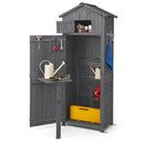 180.5CM Tall Outdoor Storage Cabinet with Lockable Doors and Foldable Table-Grey