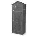 180.5CM Tall Outdoor Storage Cabinet with Lockable Doors and Foldable Table-Grey