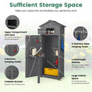 180.5CM Tall Outdoor Storage Cabinet with Lockable Doors and Foldable Table-Grey