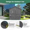 180.5CM Tall Outdoor Storage Cabinet with Lockable Doors and Foldable Table-Grey