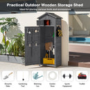 180.5CM Tall Outdoor Storage Cabinet with Lockable Doors and Foldable Table-Grey