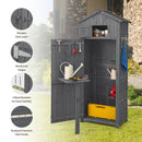 180.5CM Tall Outdoor Storage Cabinet with Lockable Doors and Foldable Table-Grey