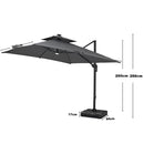 Garden Sanctuary Outdoor Large 3M LED Cantilever Parasol