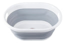 Averill Grey and White Oval Collapsible Laundry Basket