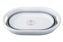 Averill Grey and White Oval Collapsible Laundry Basket