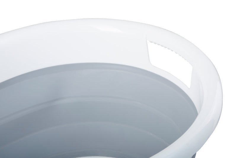 Averill Grey and White Oval Collapsible Laundry Basket