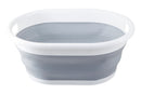 Averill Grey and White Oval Collapsible Laundry Basket