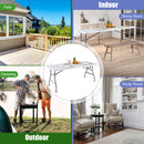 180 CM Folding Plastic Dining Table with Handle Metal Legs and Non-slip Foot Pads