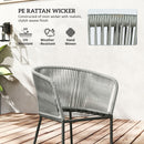 Outsunny 6 Seater Rattan Dining Set with Acacia Wood Table Top Seat Cushions