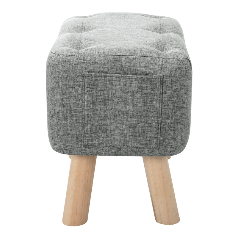 Livingandhome Versatile Linen Ottoman with Storage Pocket