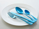 Avie 16 Piece Stainless Steel Blue Cutlery Set