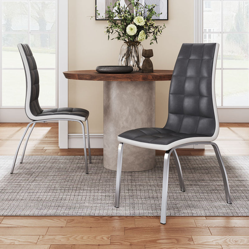 Livingandhome Modern Grey Faux Leather Chair