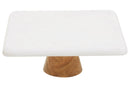 Monzaro White Marble And Acacia Wood Cake Stand