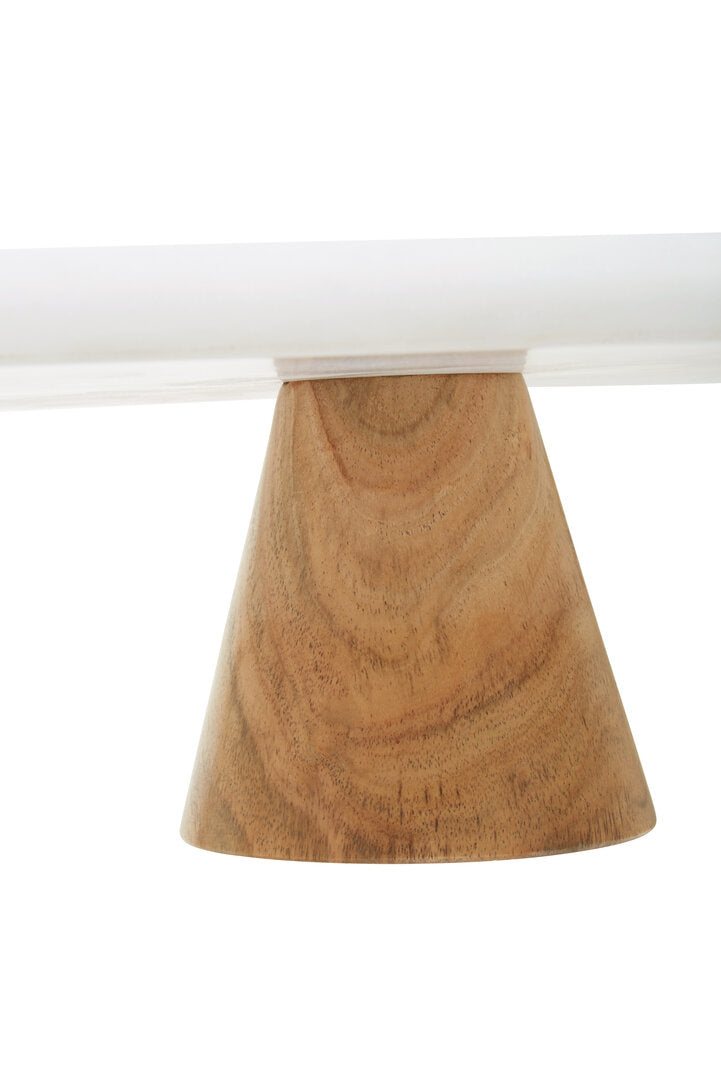 Monzaro White Marble And Acacia Wood Cake Stand