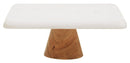 Monzaro White Marble And Acacia Wood Cake Stand