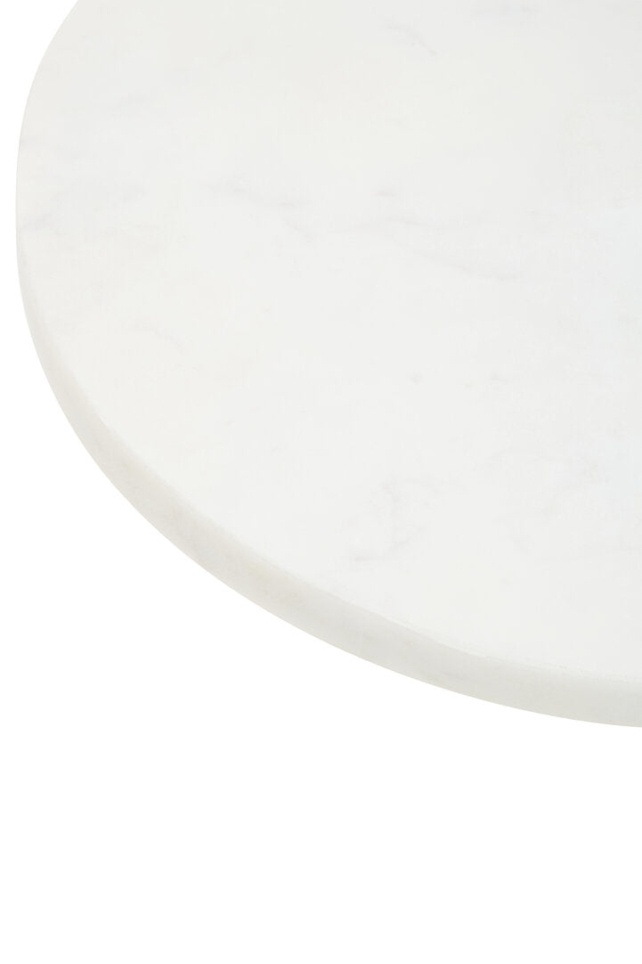 Monzaro Round White Marble And Acacia Wood Cake Stand