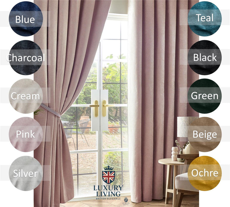 Chenille Blackout Ring Top Curtains Pink