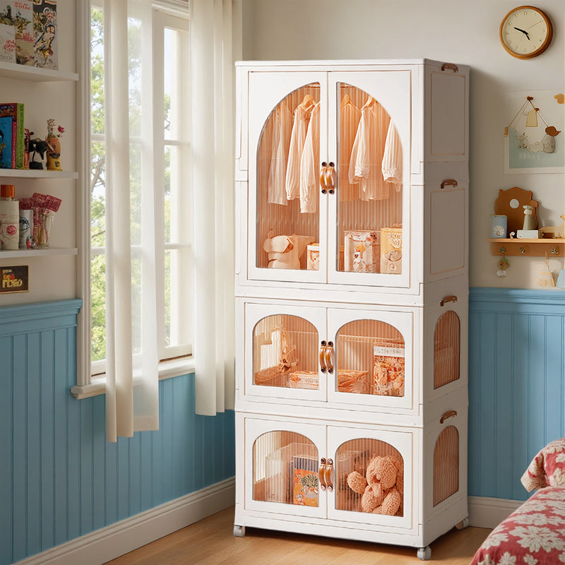 Livingandhome White Plastic Wardrobe and Toy Storage Unit