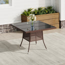 Garden Sanctuary Garden Wicker Tempered Glass Table with Parasol Hole
