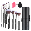 Livingandhome 12 Pcs Travel Makeup Brush Set With Makeup Sponge And Brush Cleaner