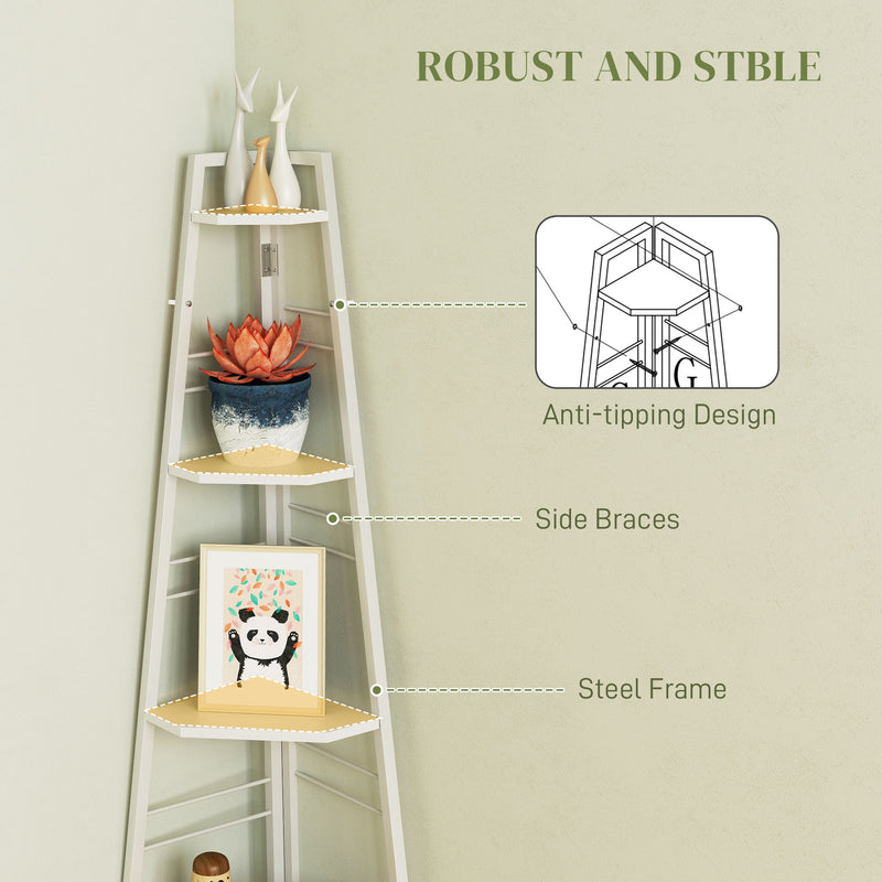 HOMCOM 5-Tier Corner Shelf, Shelving Unit With Adjustable Feet
