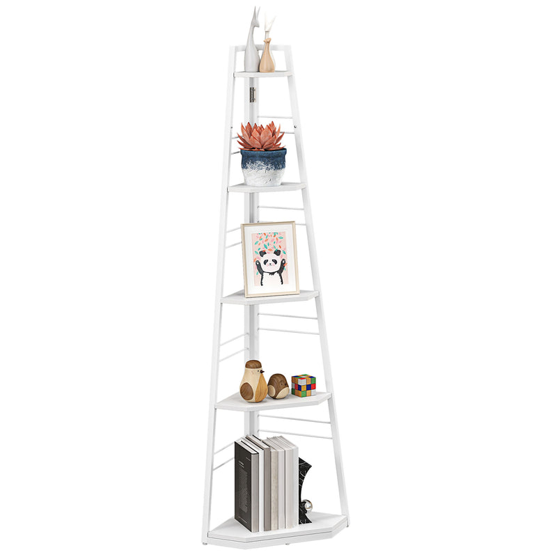 HOMCOM 5-Tier Corner Shelf, Shelving Unit With Adjustable Feet
