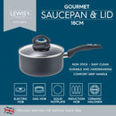 Lewis's Gourmet  Non-Stick 18cm Saucepan With Lid
