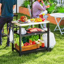Outsunny Outdoor BBQ Table with 2-Tier Shelf, Outdoor Kitchen