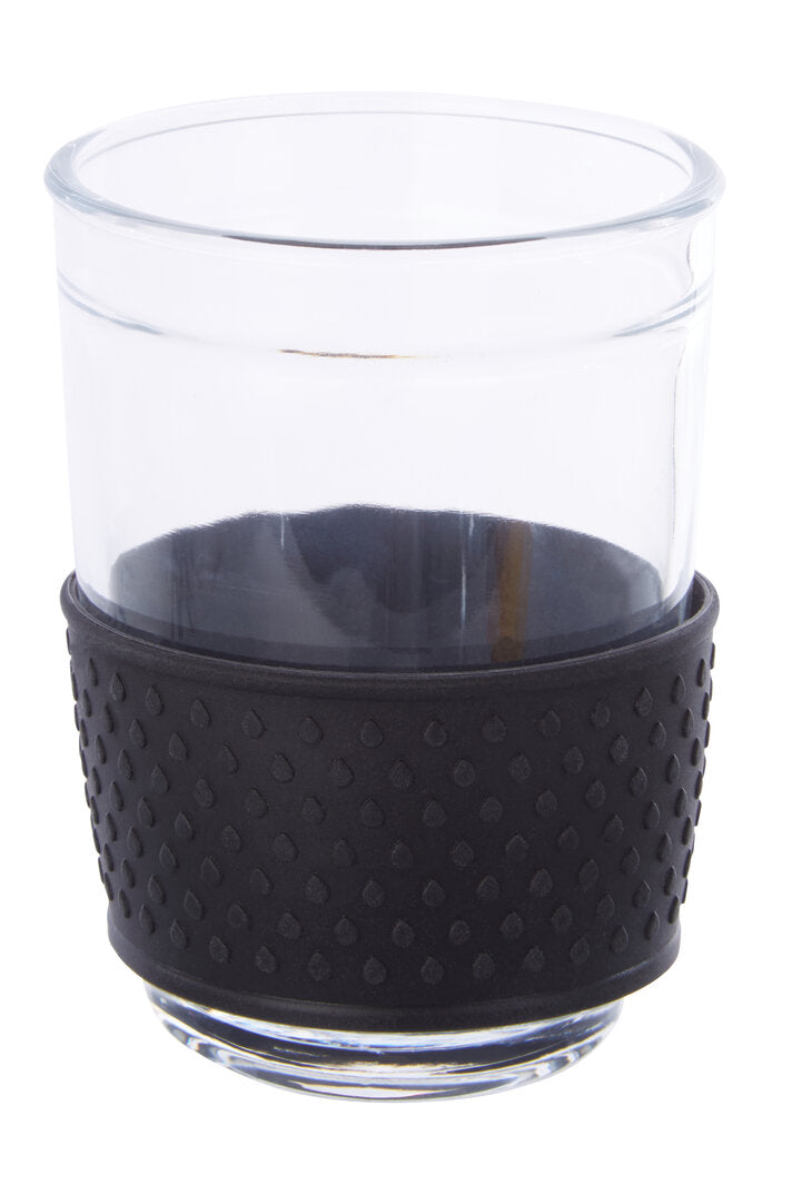 Mimo Glass Mug With Black Silicone Band Lid