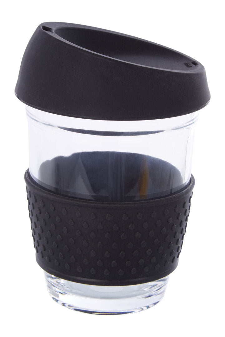 Mimo Glass Mug With Black Silicone Band Lid