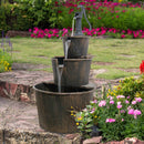 Silver & Stone Outdoor Water Feature 3 Tier Barrel Fountain 101 x 56cm