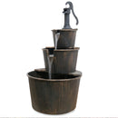 Silver & Stone Outdoor Water Feature 3 Tier Barrel Fountain 101 x 56cm
