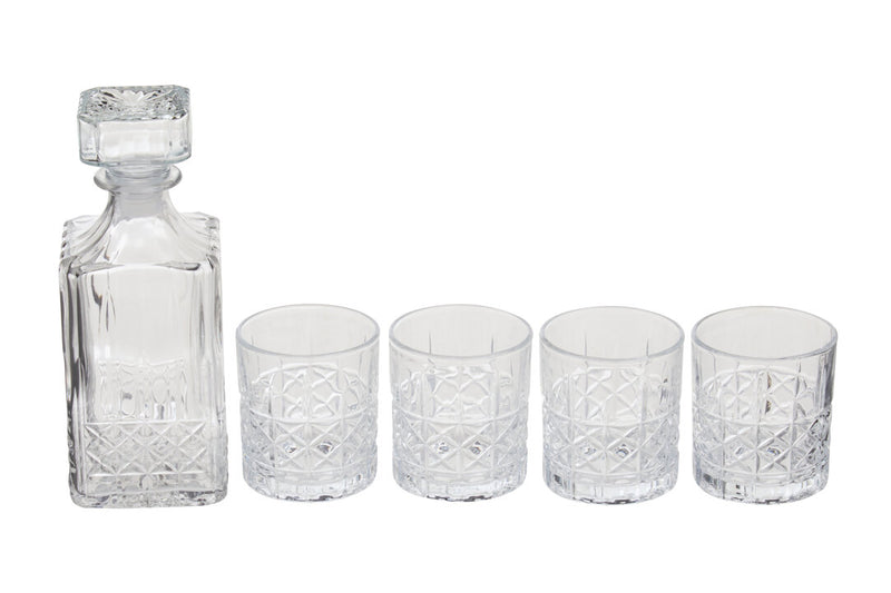 Dayla Diamond Pattern Decanter With Four Glasses