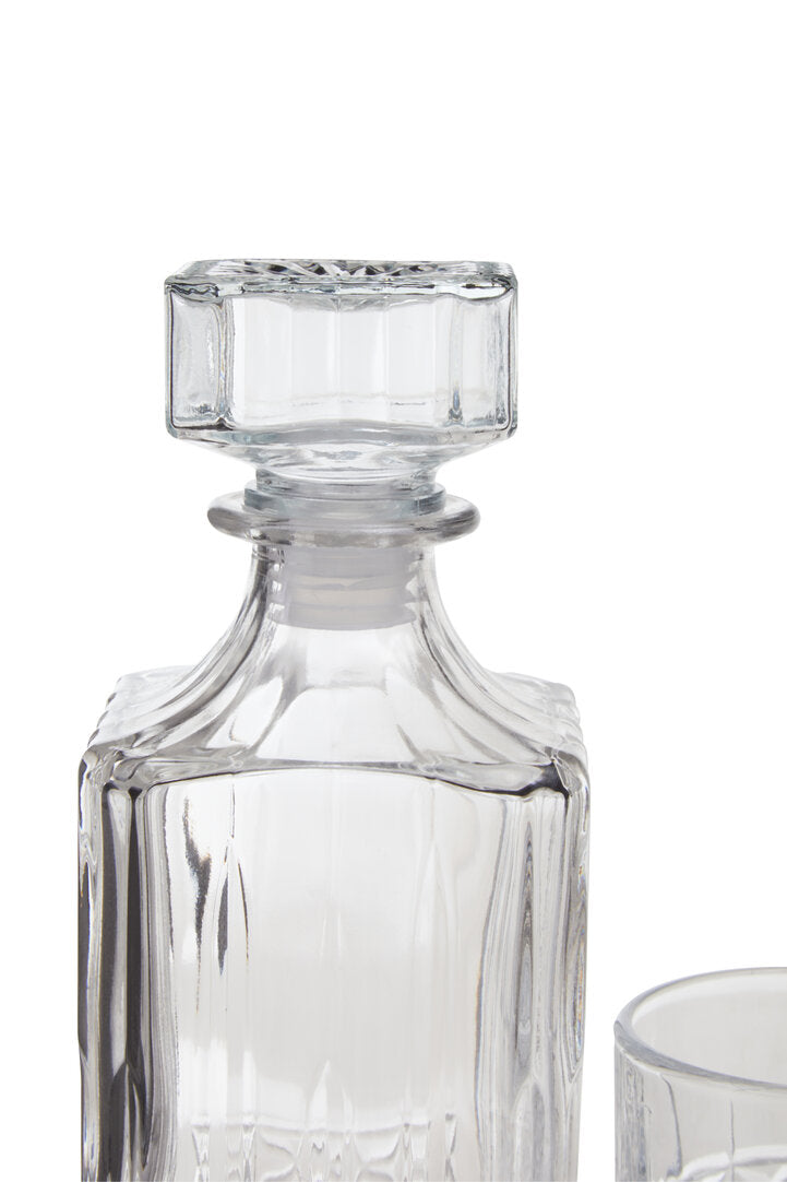 Dayla Diamond Pattern Decanter With Four Glasses