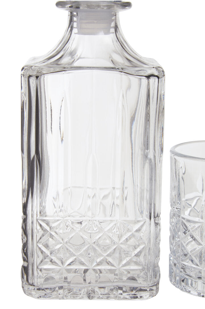Dayla Diamond Pattern Decanter With Four Glasses