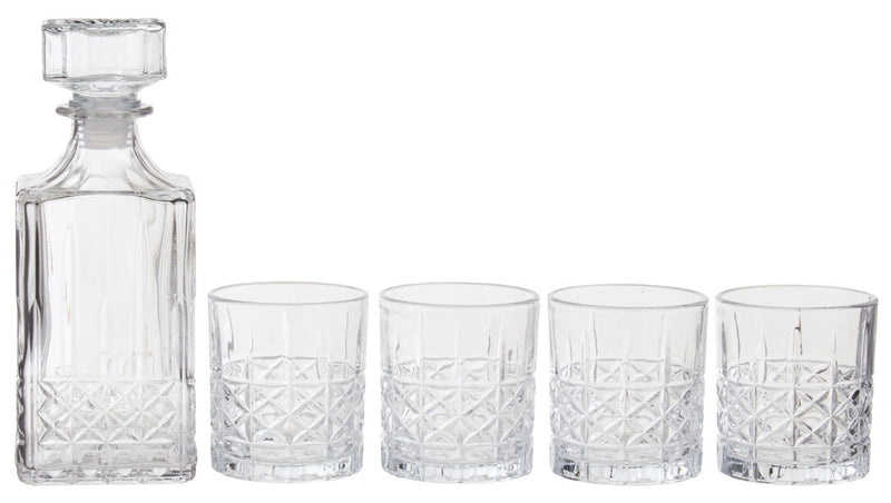 Dayla Diamond Pattern Decanter With Four Glasses