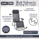 Silver & Stone Bali Valencia Reclining Sun Lounger - Black