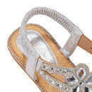 T-Strap Flat Summer Sandals - Silver